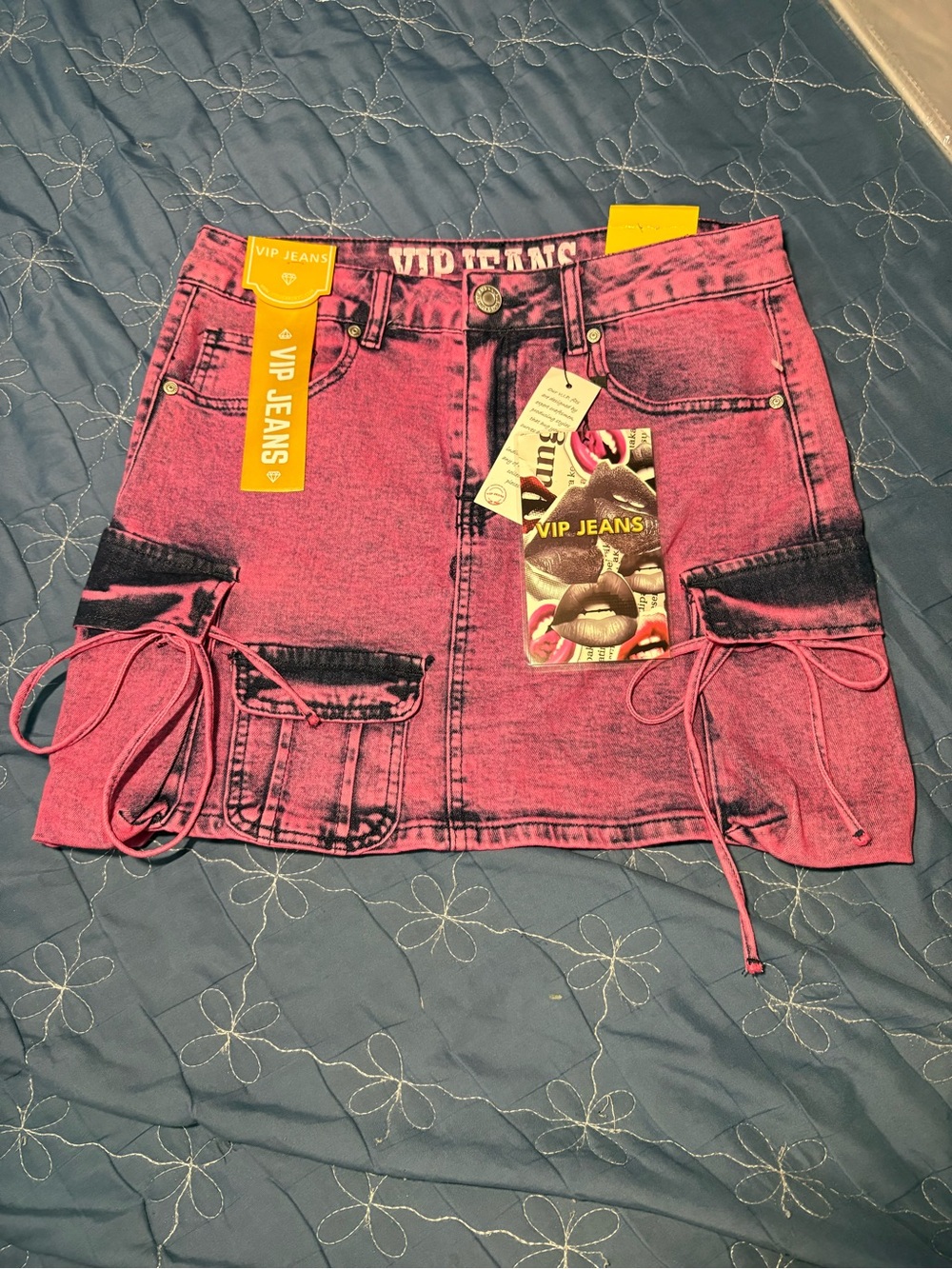 VIP Pink Acid-Wash Mini Skirt with Side Ties